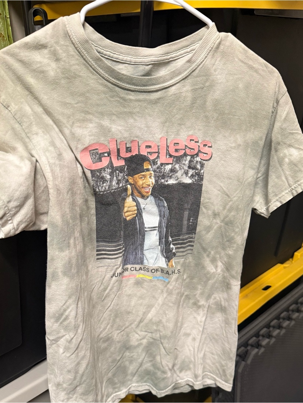 Clueless Graphic Crew Neck Tee - Light Gray with Pink Logo